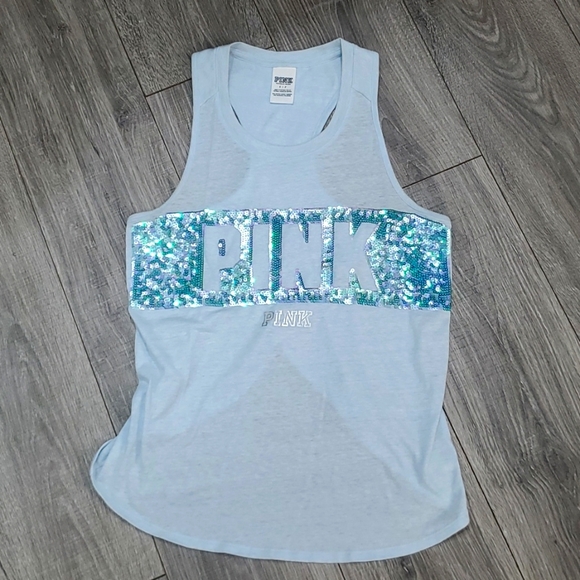 PINK Victoria's Secret Tops - Victoria's Secret Pink sequin logo tank top small